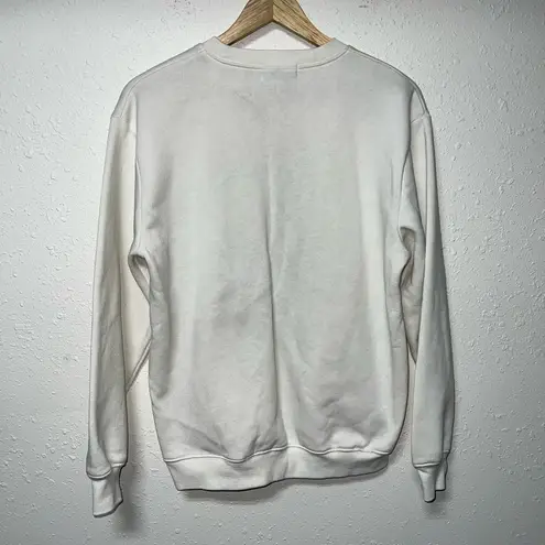 White Crew Neck Sweater with Graphic Design