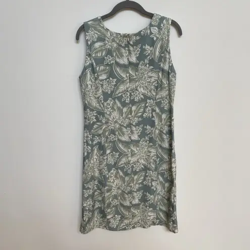Van Heusen Vintage Palm Tree Seafoam Sleeveless Cream Sheath Dress Women's 8