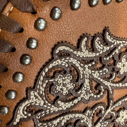 Montana West American Bling by Brown Leather & Studs zip wallet NWOT