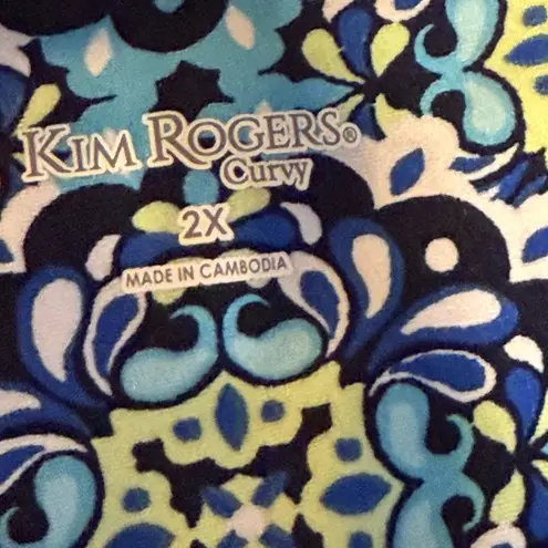 kim rogers Curvy Blue and White Patterned Dress