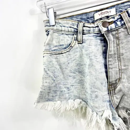 Vibrant Miu Acid Washed Hi Rise Distressed Denim Shorts