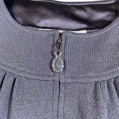 Blue/Purple St. John Collection jacket with silver zipper gem closure