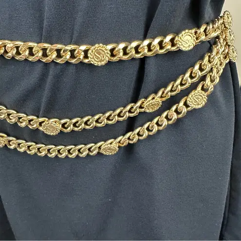 St. John Vintage Gold Three Tier Station Chunky Chain Belt