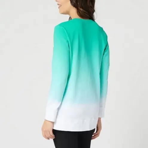 Denim & Co French Terry Dip Dye Long-Sleeve Tunic A346977 QVC Large Sun Yellow