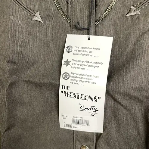 Vtg Scully Womens Western Shirt Small Brown Pearl Snap Embroider Cowgirl NWT