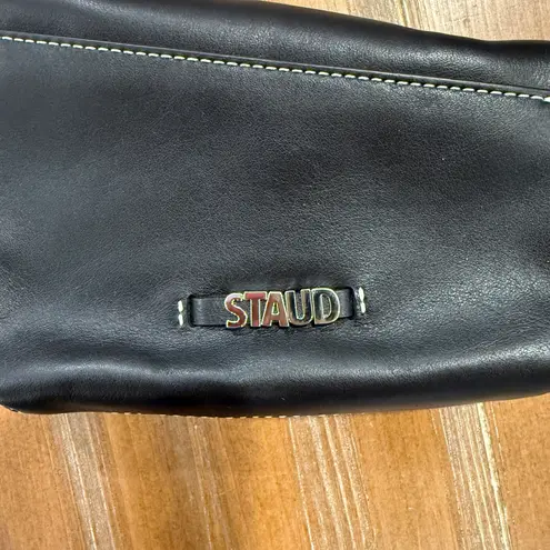 STAUD Acute Asymmetric Small Crossbody Leather Bag Black