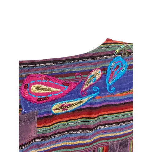 National Geographic Open Front Blazer Womens L Colorful Silk Boho Hippie Artsy - Image 7