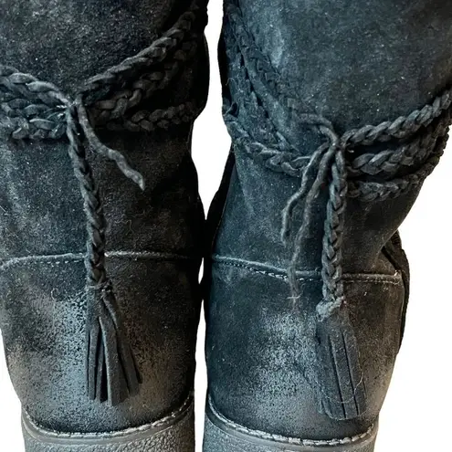 Abeo Blaine Women's Comfort Black Sheepskin Lining Suede Leather Boots Size 7.5