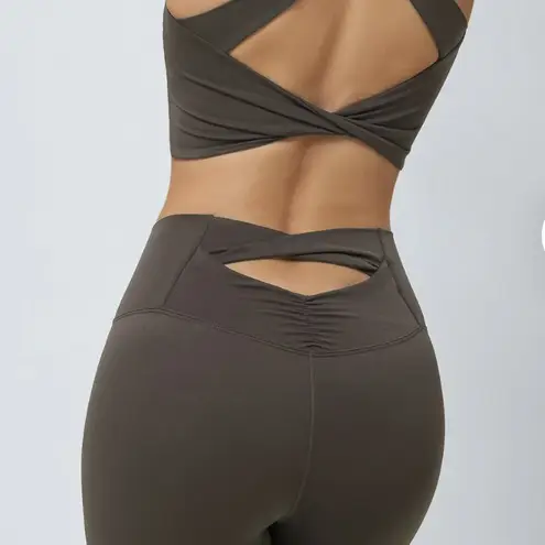 BERLOOK Dark Coffee Cut Out Leggings 24” 14 Brown Size XS