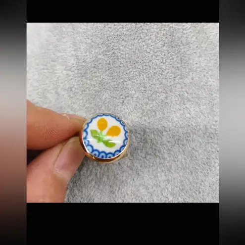 Free People  Gold Ring with Lemon Design