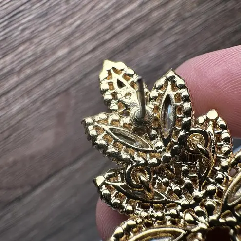 Kate Spade By The Pool Pineapple Fruit Sequin Rhinestone Pierced Dangle Earrings Gold