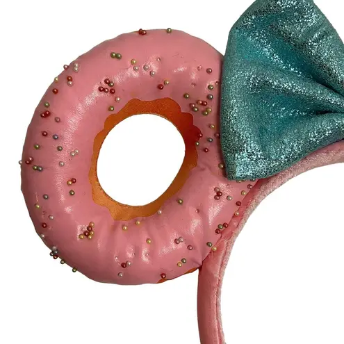 Disney  Parks Pink Sprinkle Donut Blue Bow Minnie Ears