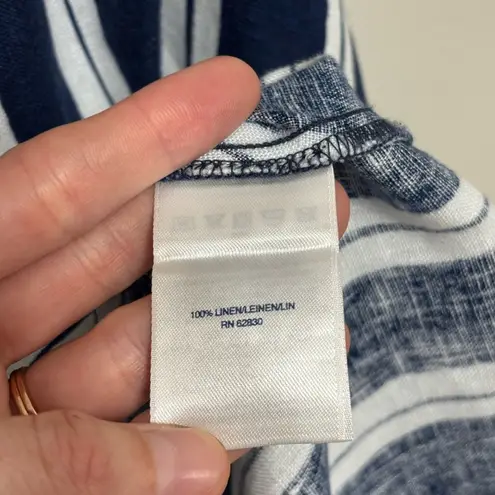 Lands' End  100% Linen Tank Swing Dress in Deep Sea Navy Stripe - Size 2X - Image 6