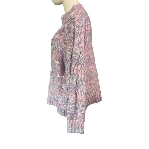 Maeve Anthropologie Multicolor Cable Knit Sweater Large Pastel Purple Pink