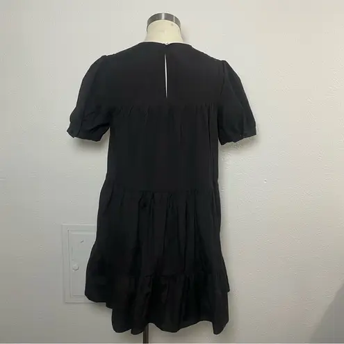 Tuckernuck Pomander Place “Quinn” Black Puff Sleeve Tiered Mini Dress | Size S