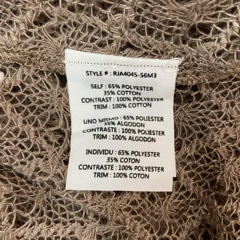 Ryu Cardigan Size Small Open Front Lace Crochet Long Line Open Knit Brown - Image 4