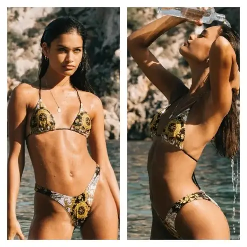 Monica Hansen Capri Triangle Top M Black NWT Black Victorian Size M