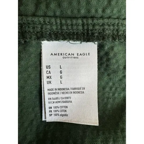 American Eagle  Women's Large Tank Dress Green Corduroy Pockets Zip-Up Cotton