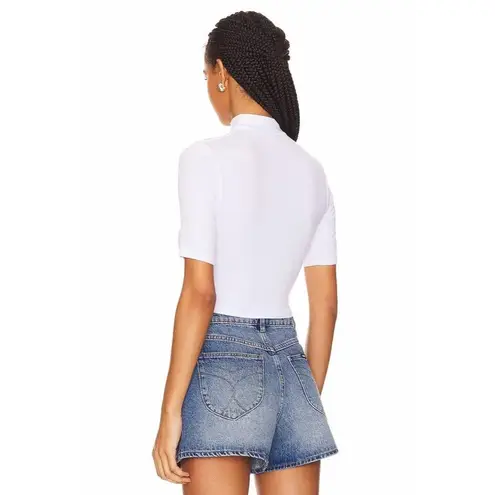 Enza Costa Silk Rib Cropped Half Sleeve Mock Neck Top in White Small New womens