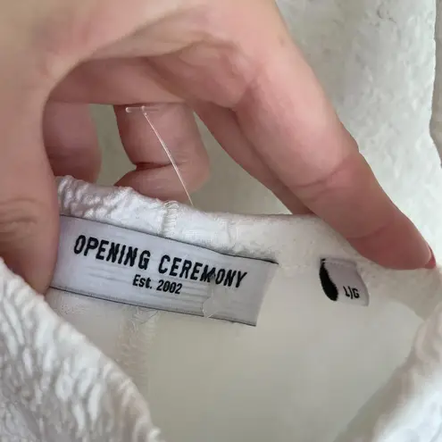 Opening Ceremony Textured White O-Ring Ruffle Hem Midi Dress