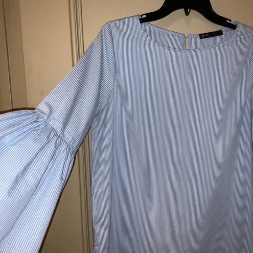 Gibson Blue White Striped Blouse Top Tunic Small / Medium Bell Sleeve Cotton