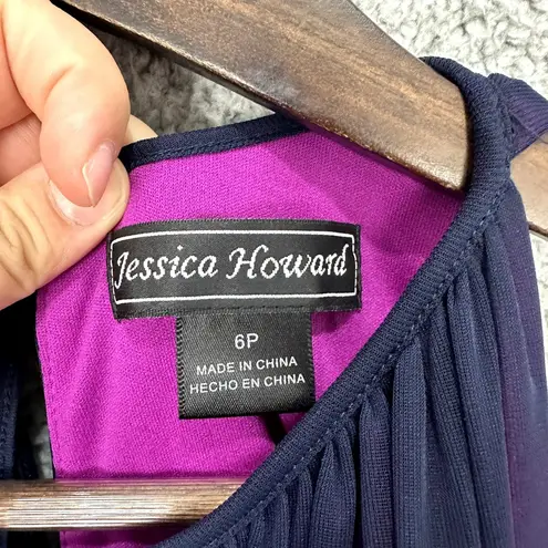 Jessica Howard Babydoll Dress Womens 6P Purple Mesh Overlay Rhinestone Y2K HOCO