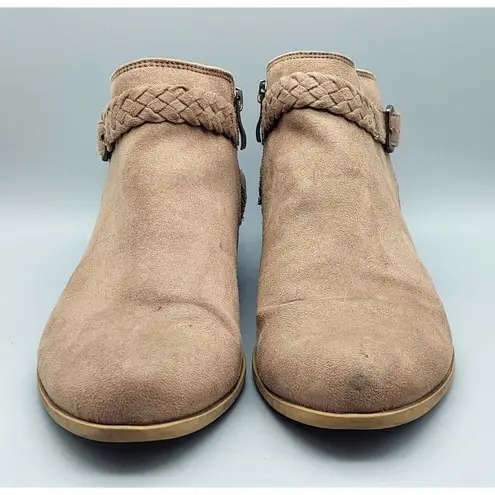 Life Stride Size 8.5M Side Zip Ankle Boots Block Heel Booties Brown Memory Foam