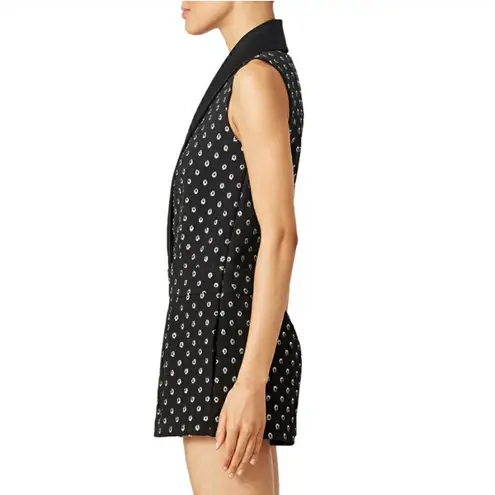 Alexis black Fred Starlight Silk-Blend Tuxedo Romper M