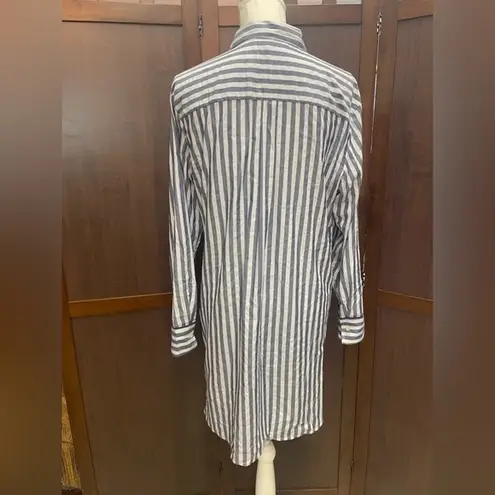 Victorias Secret Mayfair Shimmer Striped Blue Night Gown Sleepshirt Pajama Size M