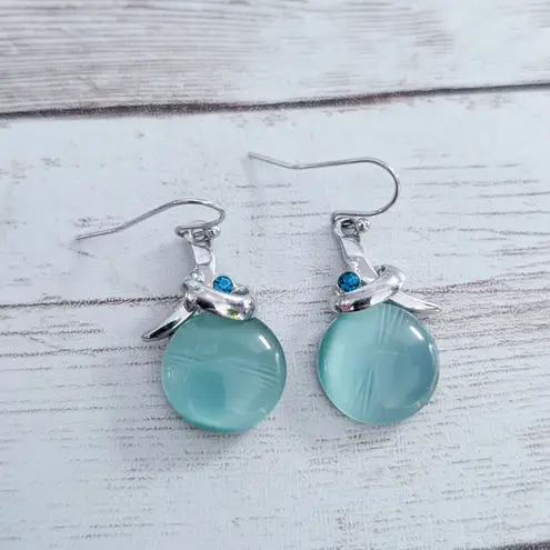 Vintage Light Blue/Turquoise Tone Dangle Earrings For Pierced Ears Blue