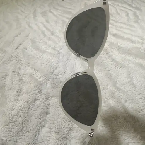 Garrett Leight Mildred 55 Horchata White 50's Cat Eye Sunglasses Hip Hop Beach