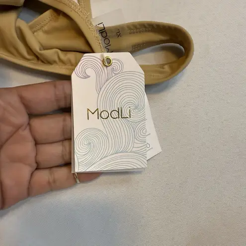 ModLi Women's Plus Removable Cups Racerback Swim Support Firm Bra Nude Size XL Tan