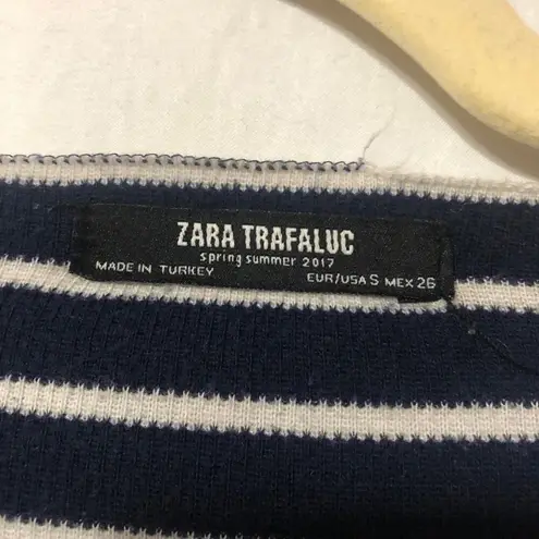 ZARA  TRAFALUC Striped Sweater Raw Hem Comfy S