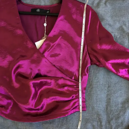 Missguided NWT  Pink Satin Wrap Blouse