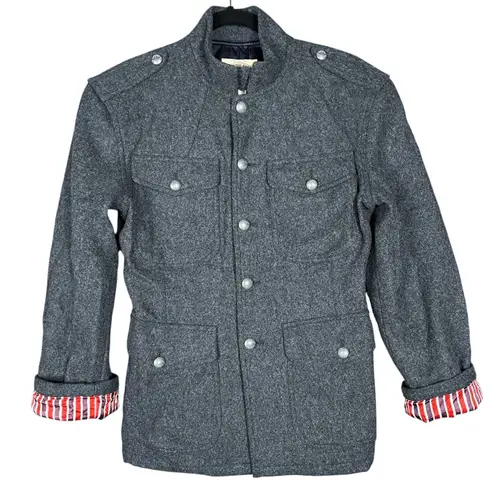 Vintage Armani Jeans Military Jacket Women’s Medium Gray Wool Blend Slim Fit