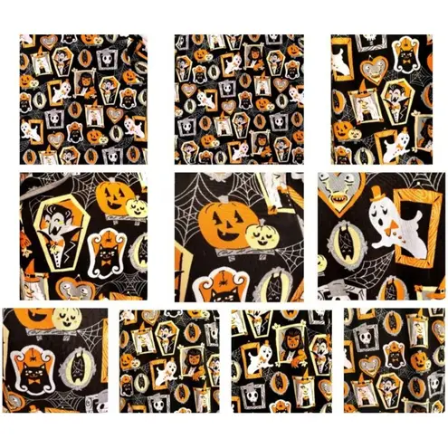 Munki Munki Halloween Pajama Top Large Short Sleeves Button Werewolf Witch Ghost