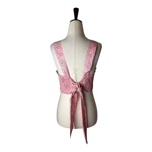 House of Harlow House of Harlow 1960 Top Women Medium Pink Floral Smocked Back Tie Crop Tank