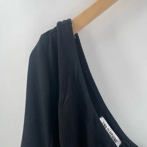 LNA CLOTHING Dress Size 1X Plus Size Milou One Shoulder Ribbed Black Curvy NWT