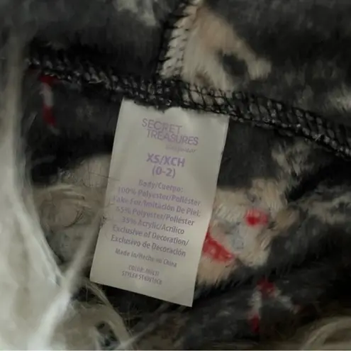 secret treasures One Piece Adult Sleeper Christmas Holiday Dog Print Furry Hood