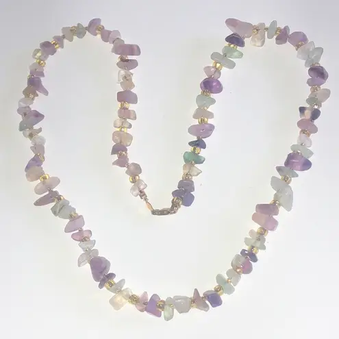 14kt GF Gold Filled Amethyst Purple Semi Precious Stone Boho Beaded Necklace