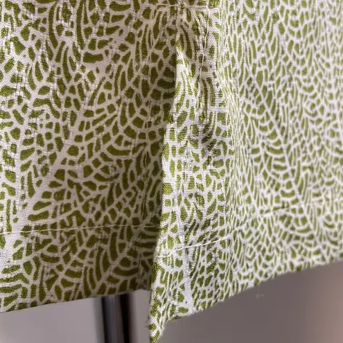 Tori Richard Women’s Green Leaf Print Open Neck Oriental Short Sleeve Shirt NWOT