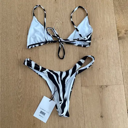 Swim by Di Bikini Top & Bottoms Set Zebra Flemish Knot Size XS Black White - Image 5