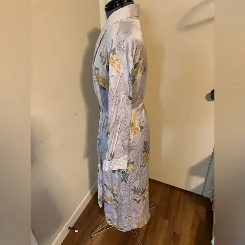 Vintage WinterSilks 100% Silk Floral Collared Robe / Kimono Yellow Size M