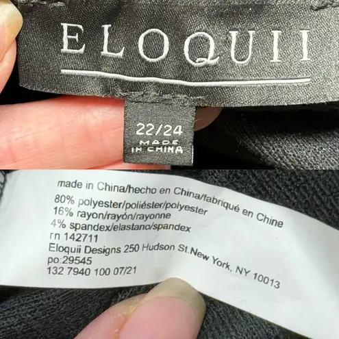 Eloquii Jumpsuit Women’s 22/24 Black Faux Wrap Shawl Neck Belted Long Sleeve