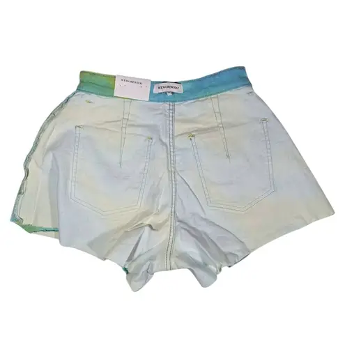 We Wore What Flare Bell Denim Shorts Tie Dye 26 NWT | Retro Stretch Cutoff