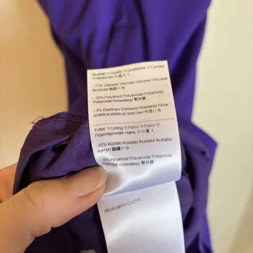 Escada Bright Purple Bodycon Fitted Dress Back Zip Ruched Midi Size 36 / Small
