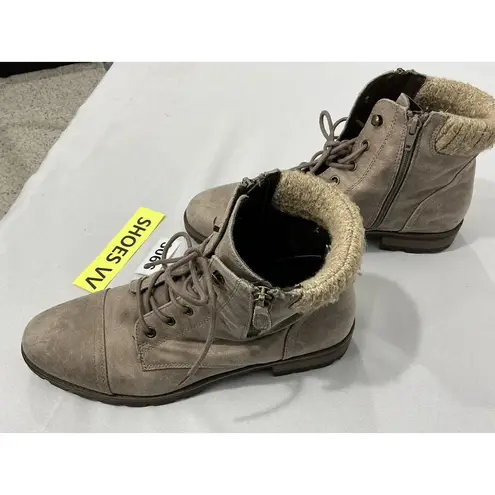 White Mountain Womans Daisy Size 11 M Beige Lace Up Zip Up Ankle Boots