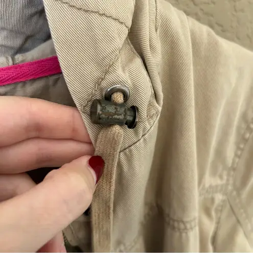 VINTAGE Mossimo Supply Beige Utility Jacket Spring Summer Light Layer Hood Tan Size XL