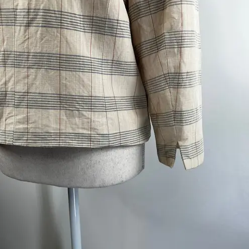 Vintage BCBG Maxazria Silk Blazer Striped Windowpane Blue Size 10