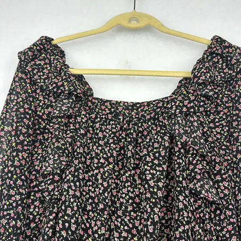 Passport Top Women Square Neck Ruffle Long Sleeve Shirt Blouse SZ L Multiple Size L